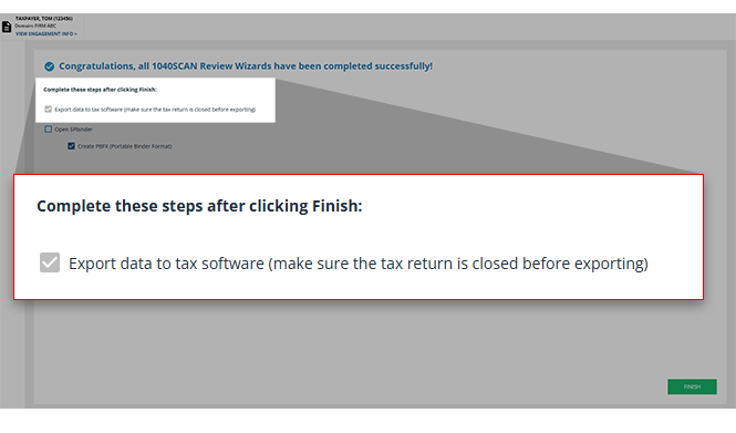 Export data to tax software checkbox greyed out