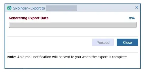 Progress bar in the export window