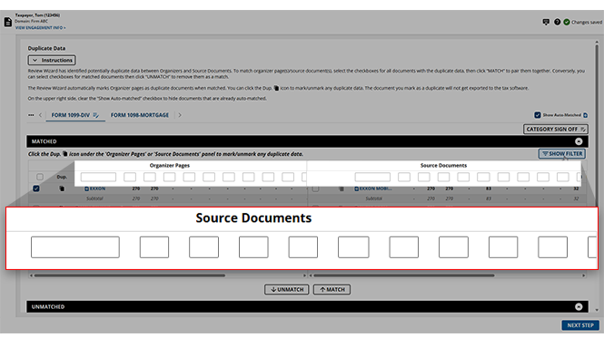 Filters appearing in the Duplicate Data Wizard