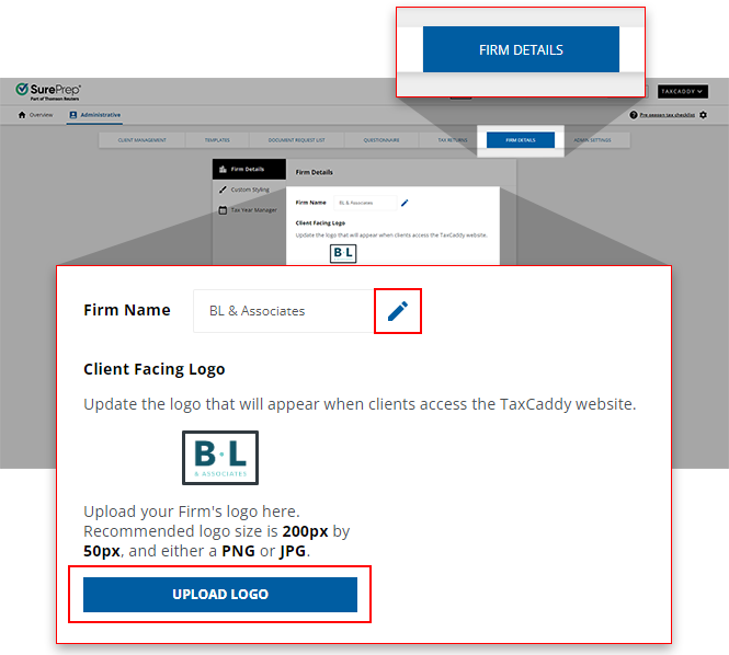 FIRM DETAILS tab in the Administrative navigation bar.