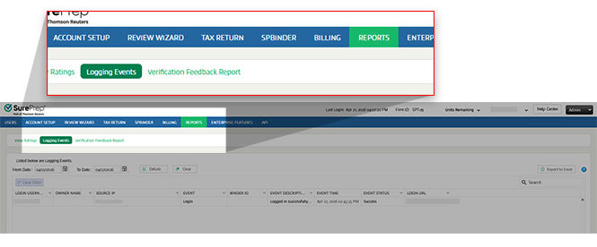 Navigate to Logging Events