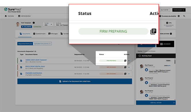 FIRM PREPARING badge appearing in the Status column.