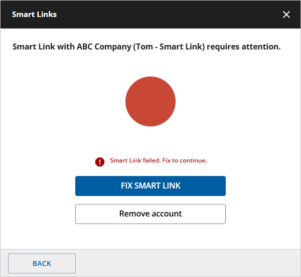 Select FIX SMART LINK or Remove account