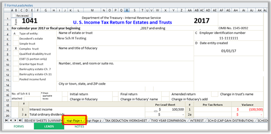 Form 1041, page 1