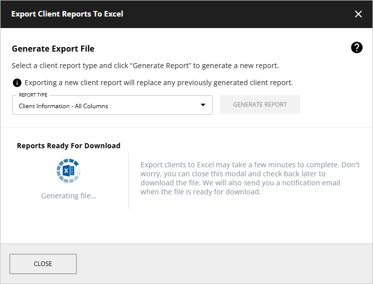 Generating the Excel file.