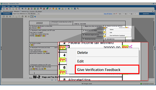 Select Give Verification Feedback