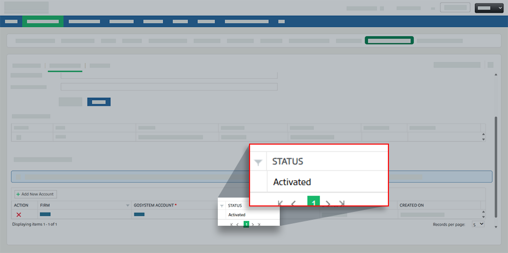 GoSystem Account Status column should show Activated