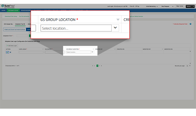 Enter your GS GROUP LOCATION