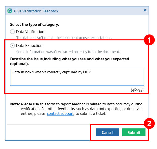 Enter your feedback then select Save.