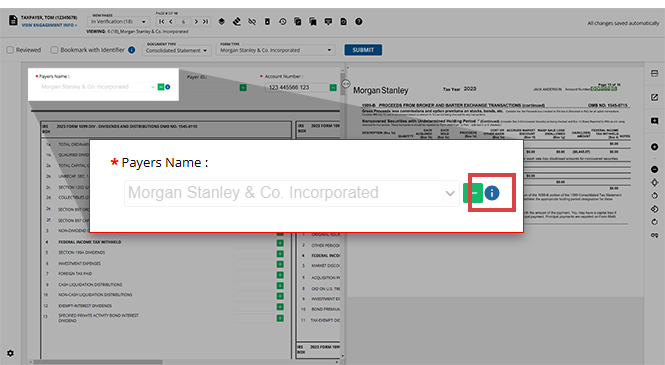 Information icon in verification
