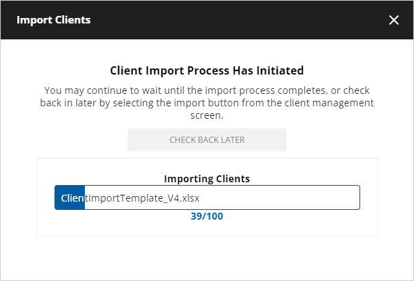 Importing clients process is underway.