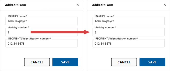 Add/Edit Form window