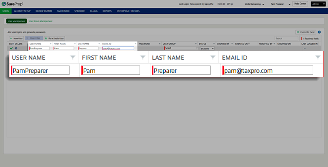 Provide the requested records in the associated fields