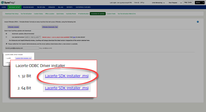 Download the Lacerte SDK Installer.msi file
