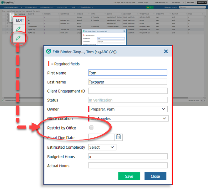 Clear the Restrict by Office checkbox