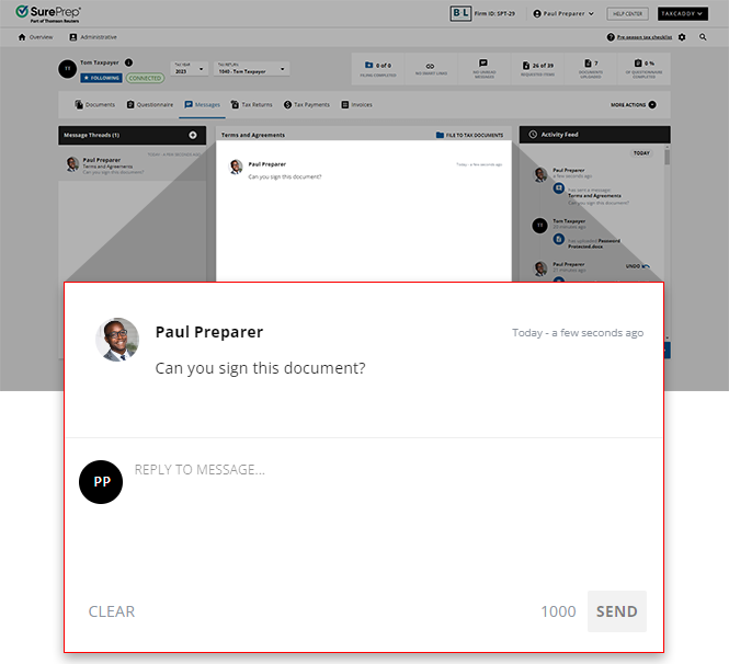 Drafting a message for your client