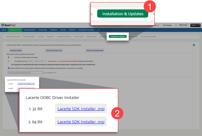 Lacerte ODBC Driver Installer in Installation & Updates.