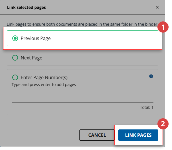 Select pages to link