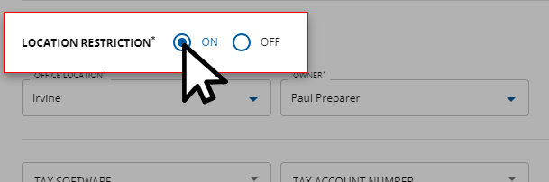 Enabling the Location restriction.