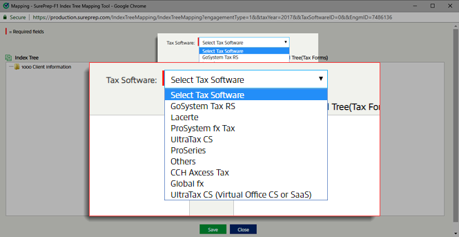Select a tax software from the Tax Software drop-down menu.
