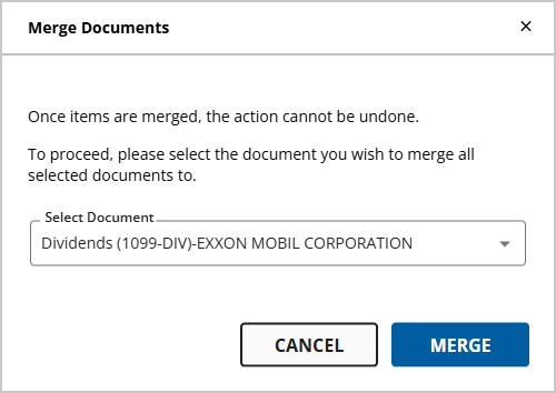 Merge Documents window