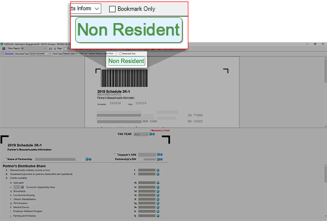 Non Resident stamp in Review Wizard.