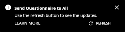 Notification that TaxCaddy will send the questionnaire to the selected clients.