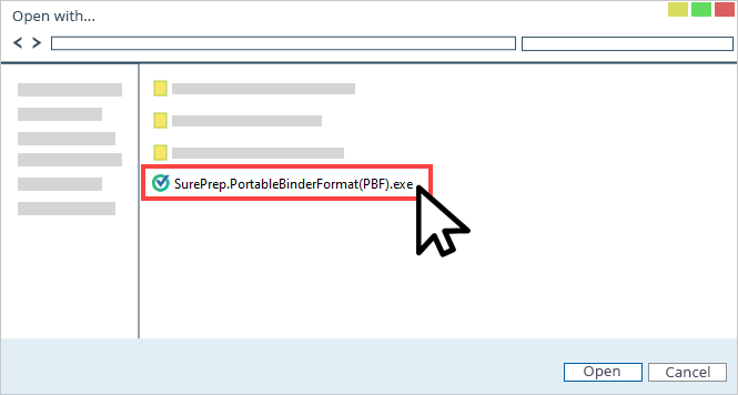 Select the PBFX file.