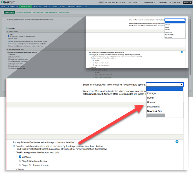Review Wizard options