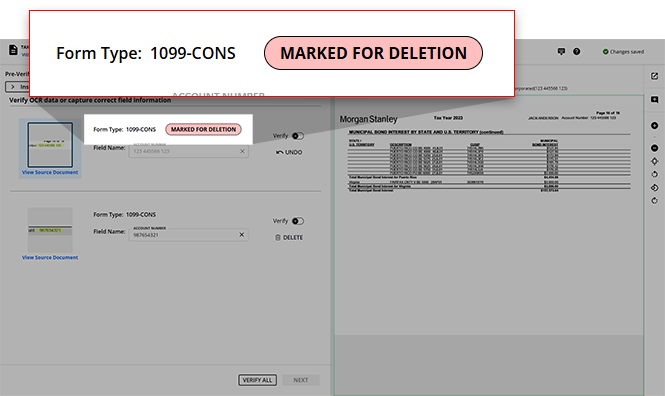 MARKED FOR DELETION stamp on value