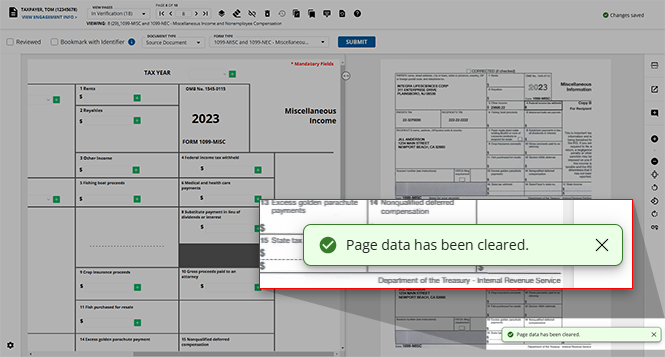 Page data has been reset