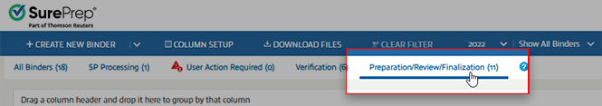 Select Prepare/Review/Finalization