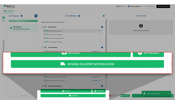 Select RESEND DELIVERY NOTIFICATION.