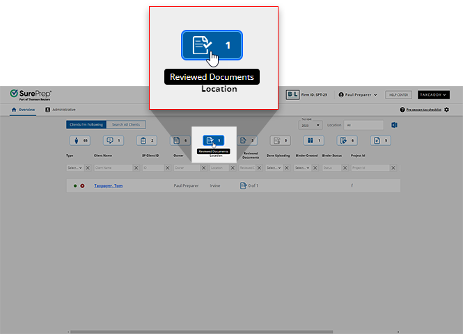 Select the Reviewed Documents icon from Overview.