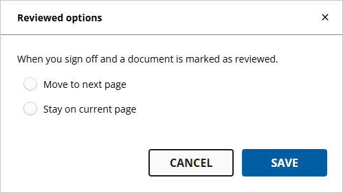Reviewed options checkbox