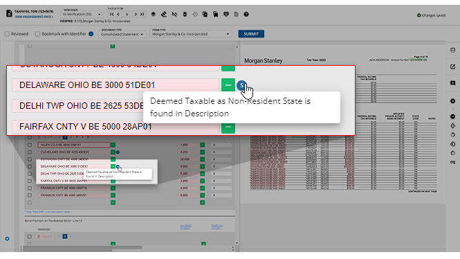 s icon appearing for taxable non-state transaction