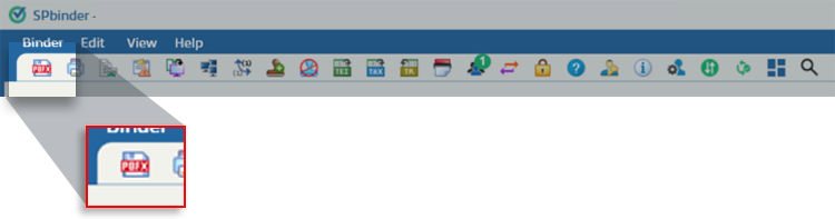 save as PBFX icon on the toolbar shortcut