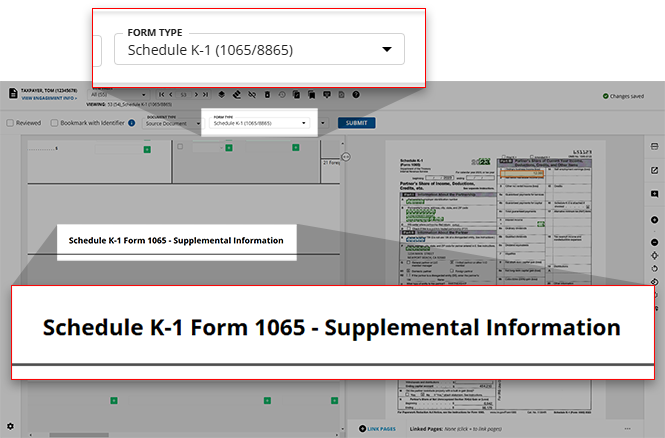 Schedule K-1 document selected.