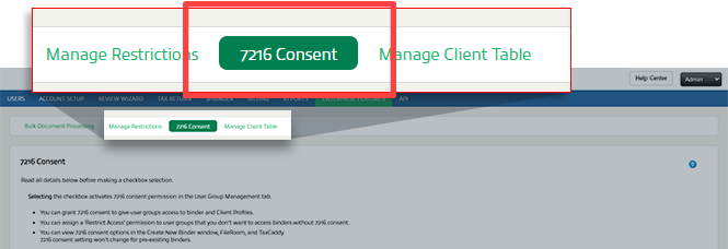 Select the 7216 Consent tab.