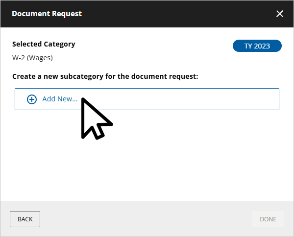 Select Add New from the Document Request window.