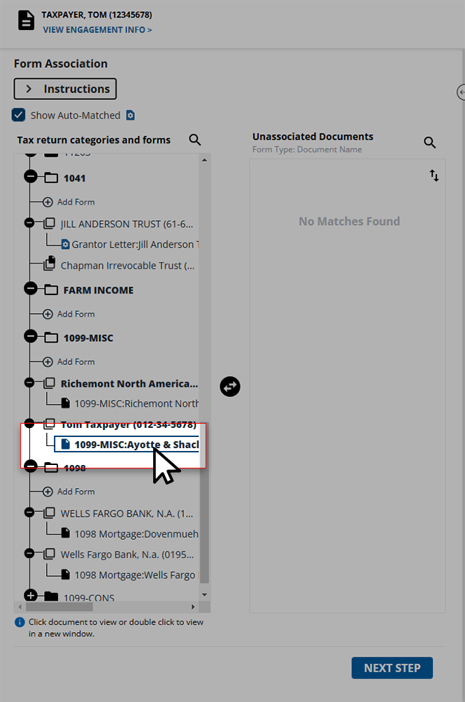 Select an associated form