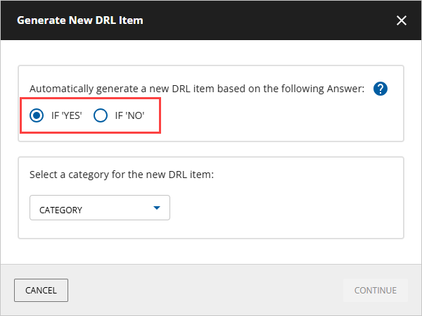 Select the answer to trigger the DRL item generation.
