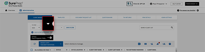 Select the Arrow icon to open the selection drop-down.