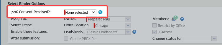 7216 Consent Received field.