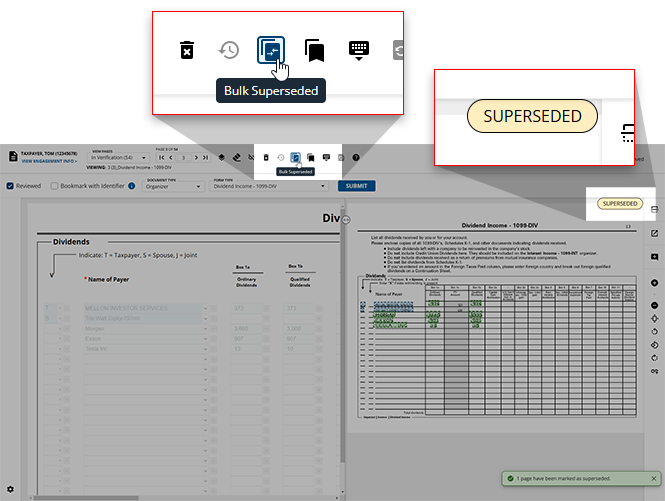 Select Bulk Superseded for Superseded document