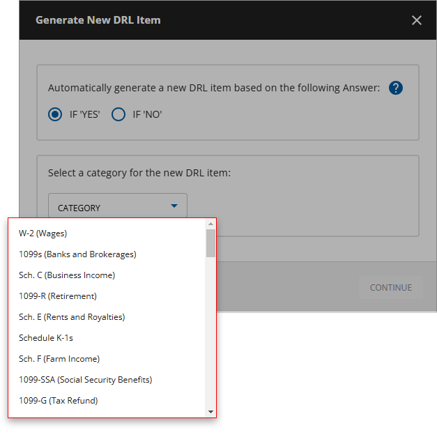 Select the DRL category.
