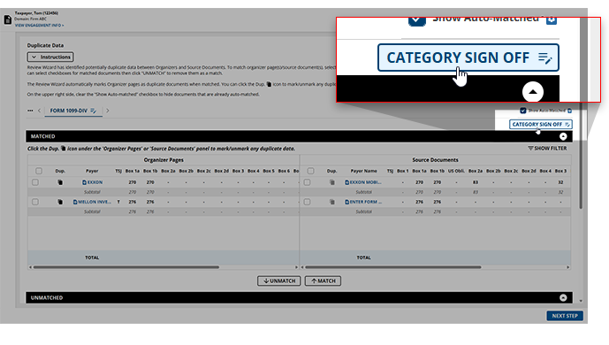 Select CATEGORY SIGN OFF