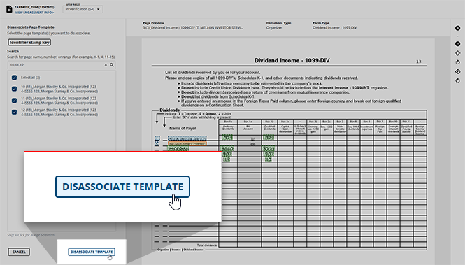 Select DISASSOCIATE TEMPLATE.