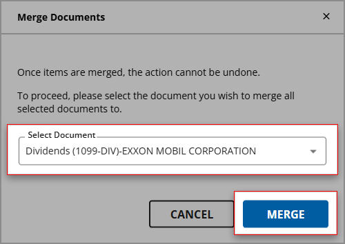 Select Document then select MERGE