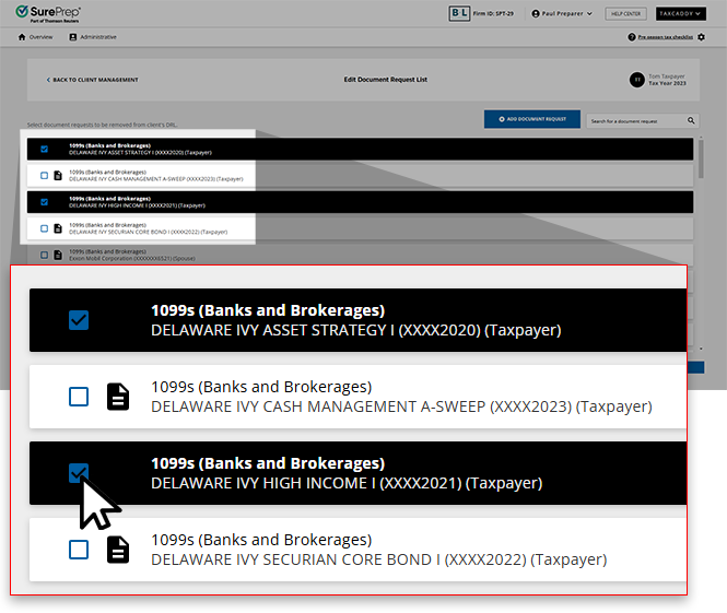 Select a category's checkbox.
